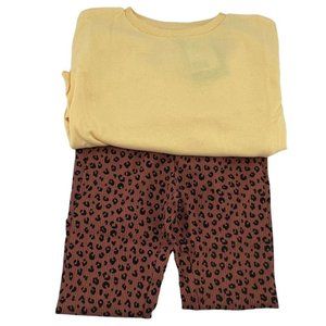 H&M | Girl's Top & Leggings Set | 3 Pieces | Yellow & Leopard Print | Size 6x